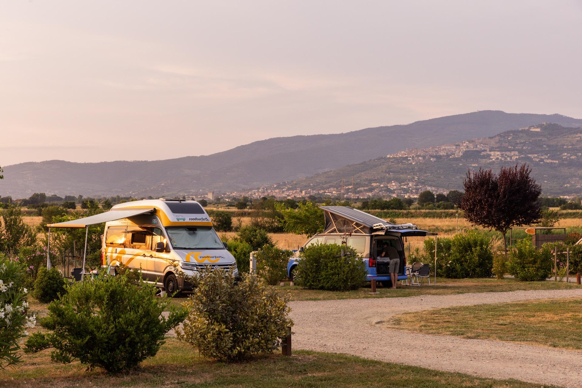 Piazzole camper, Rulotte e per caravan. Campeggio  a Cortona, Toscana